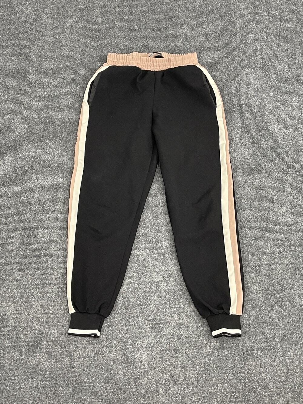 Zara Sweatpants Womens XS Track Pants Black Tapered Stretch Elastic Waist N66